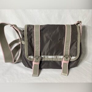 Le Sportsac ARTIST IN RESIDENCE TAUPE PINK SUKIE CROSSBODY SATCHEL LOOK INSIDE!